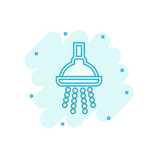 淋浴标志图标在漫画风格的浴室水图片下载