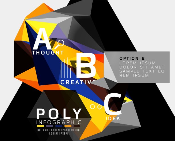 低多边形几何信息图图片下载