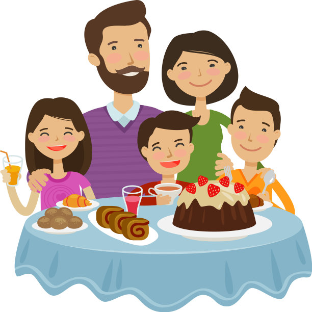 快乐家庭庆祝节日概念卡通图片下载