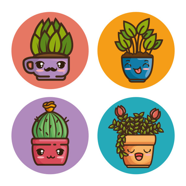 卡哇伊盆栽天然植物卡通图片下载