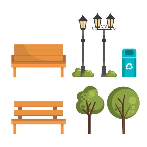 城市景观设置元素图标图片下载