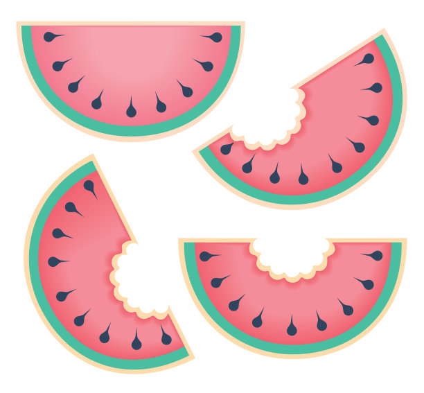 新鲜多汁的全西瓜和西瓜片图片下载