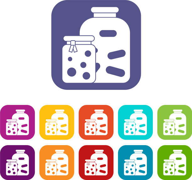 罐装腌菜和果酱图标集图片下载