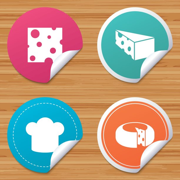 奶酪标志切片食品与酋长的帽子图标图片下载