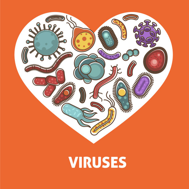 病毒和细菌心脏海报图片下载