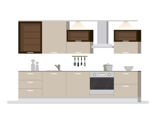 浅色调的现代室内厨房图片下载