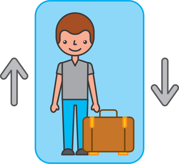 电梯里的旅行箱化身图片下载