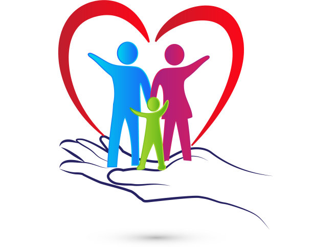 爱的家庭和关怀的手的图标图片下载