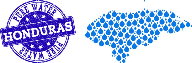 洪都拉斯的拼贴地图与水眼泪和图片下载