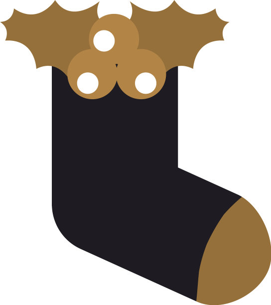 圣诞袜冬青果装饰设计图片下载