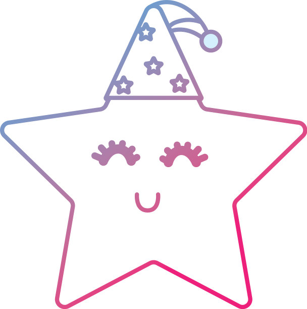 线漂亮的星星与睡眠帽设计闪闪发光图片下载