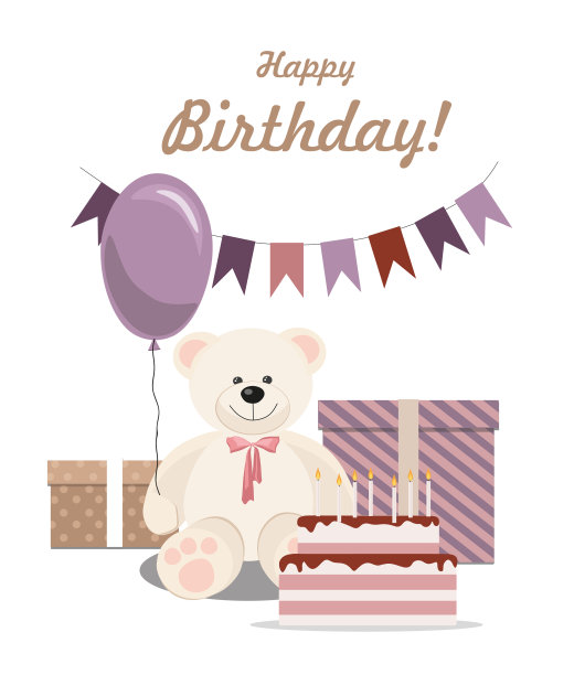 生日和泰迪熊气球图片下载