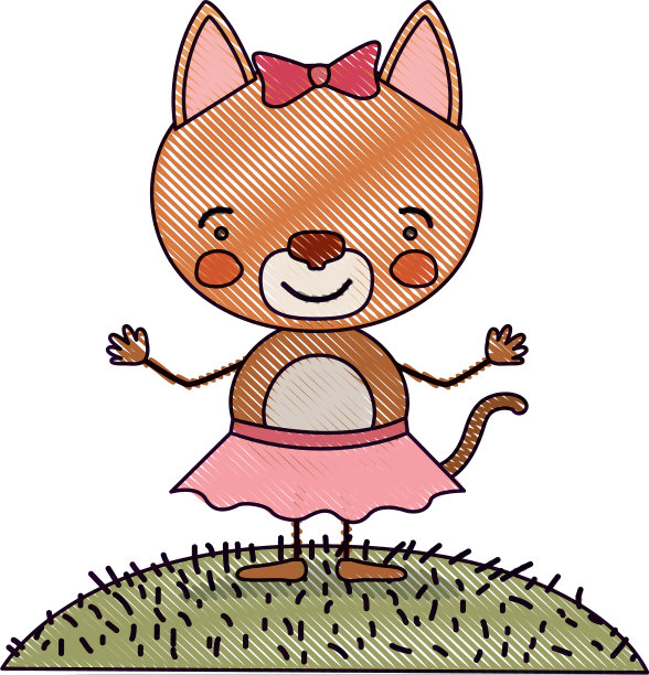 彩色蜡笔剪影景色景观和草地图片下载