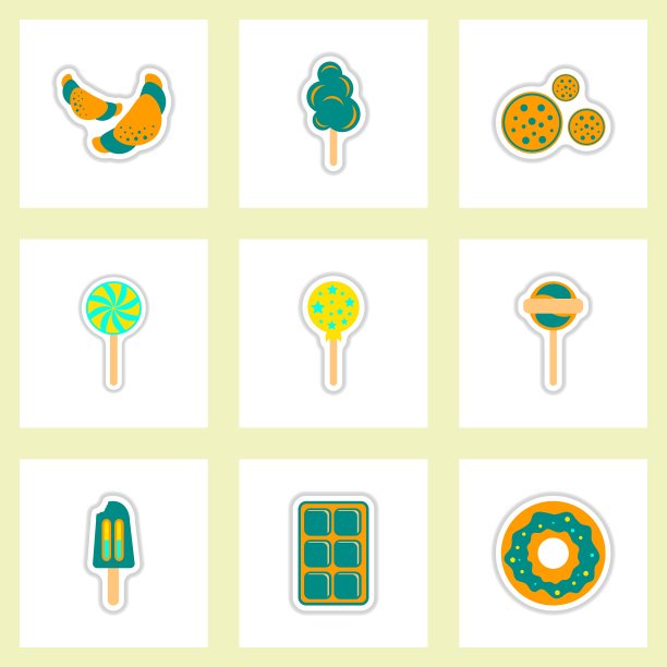 标签图标上的设计贴纸收集糖果和图片下载