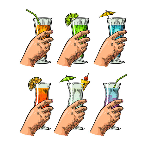 女性手握鸡尾酒杯图片下载