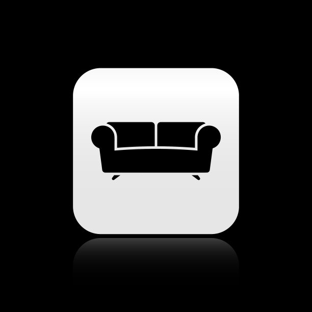 黑色沙发图标孤立在黑色背景图片下载
