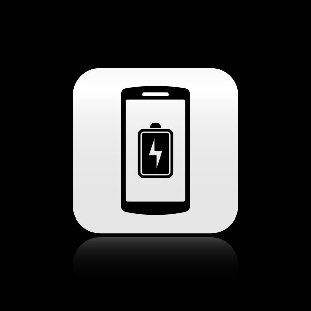黑色智能手机电池充电图标隔离图片下载