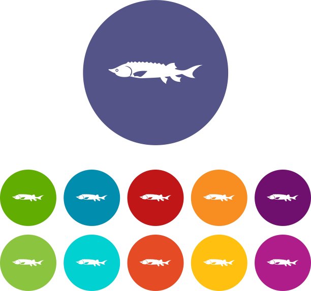 新鲜鲟鱼设置图标图片下载