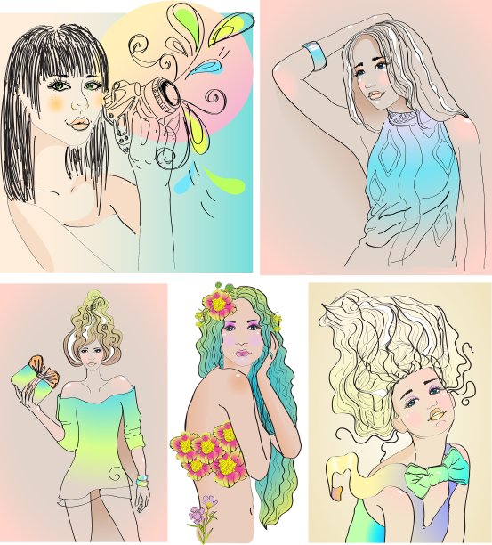 一组美丽的女孩图片下载