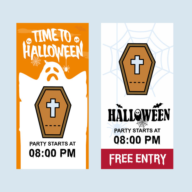 万圣节请帖设计与棺材图片下载