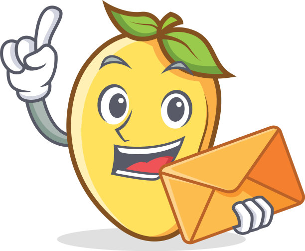 芒果卡通人物与信封吉祥物图片下载