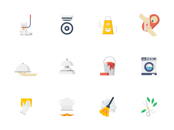 家政人员服务平面颜色图标设置图片下载