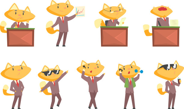 可爱的商人狐狸性格在工作和休息图片下载