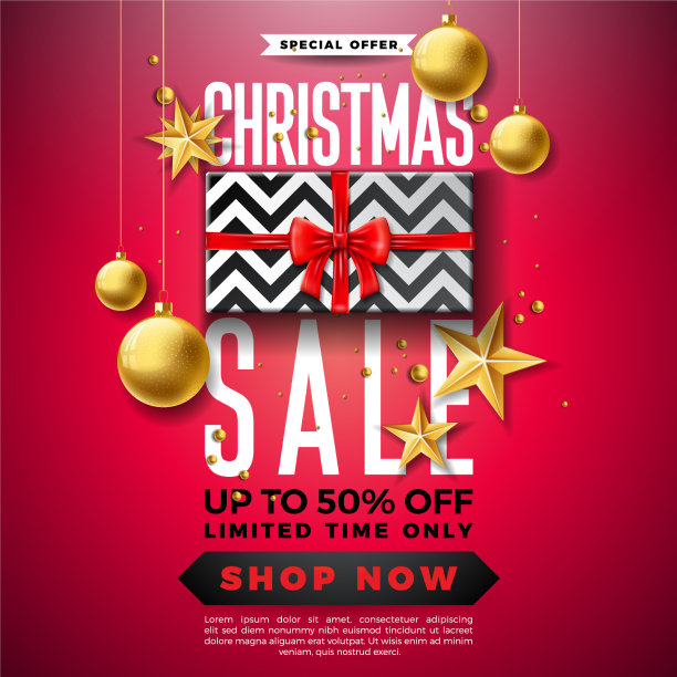 圣诞特卖设计与装饰球和图片下载