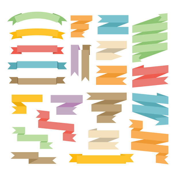 带卷曲设置孤立的白色背景丝带图片下载