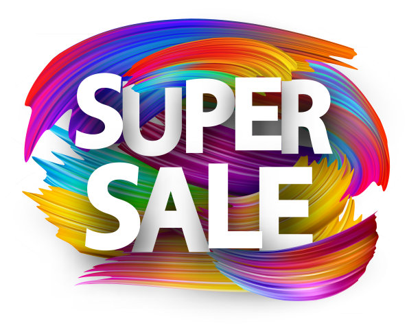 大促销纸海报与彩色笔触图片下载