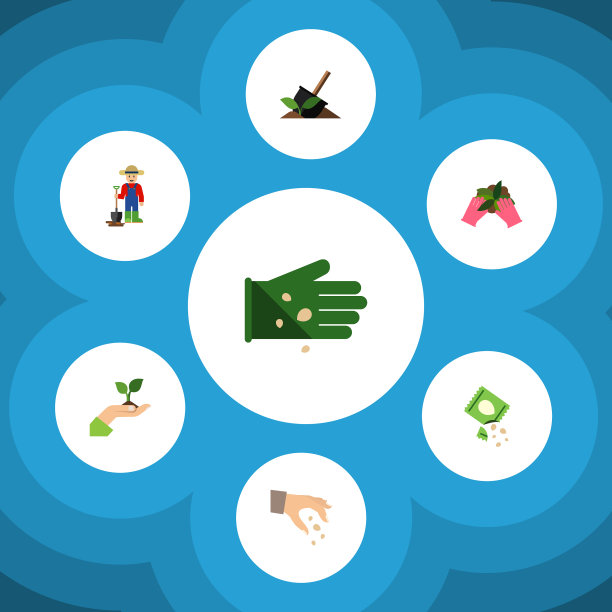 平面图标种子套包植物护理和图片下载