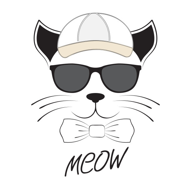 猫头戴护目镜和帽子在一个白色的背景图片下载