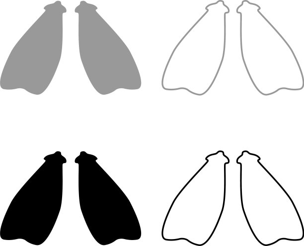 脚蹼图标轮廓设置灰色黑色的颜色图片下载