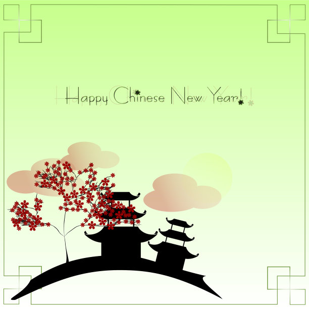 寄往中国新年的节日问候明信片图片下载