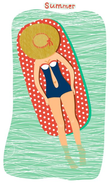 在海滩上晒太阳的女孩图片下载