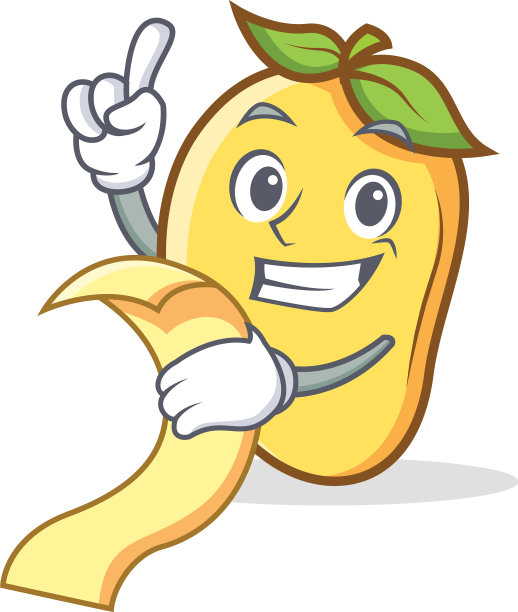 带有菜单的芒果卡通吉祥物图片下载