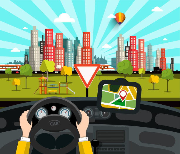 以城市为背景的汽车导航图片下载