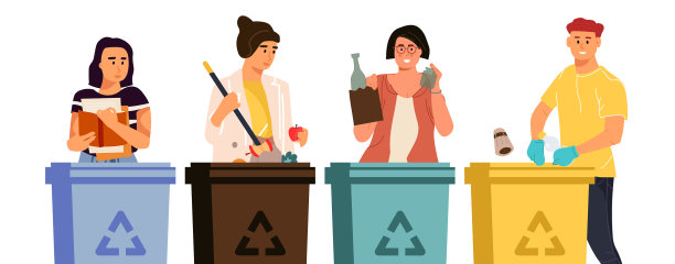 回收卡通人物，男人和女人图片下载