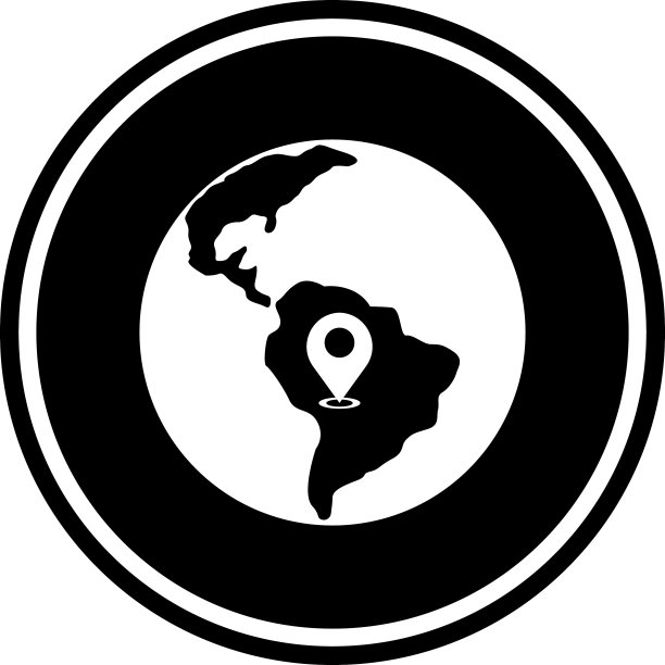 星球和位置标记地球圆形图标图片下载