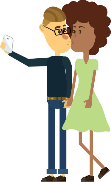 情侣接吻和用智能手机自拍图片下载