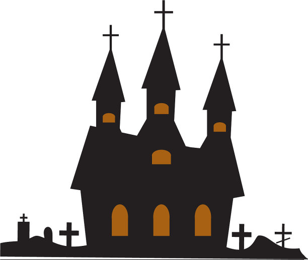 城堡建筑图标平坦风格孤立于白色之上图片下载