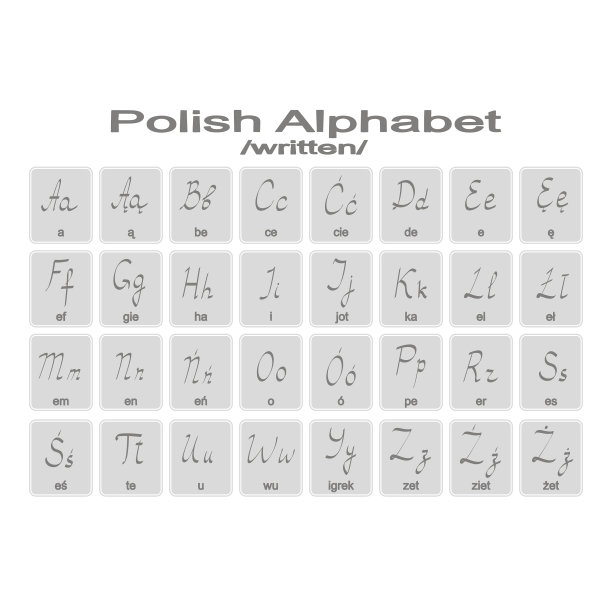 一套单色图标与波兰字母图片下载