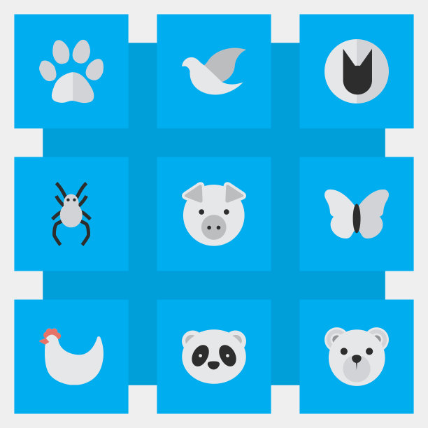 一组简单的动物园图标图片下载