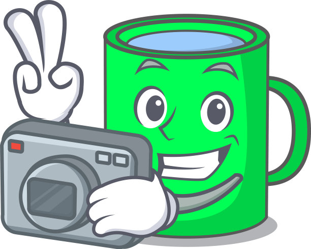摄影师马克杯吉祥物卡通风格图片下载