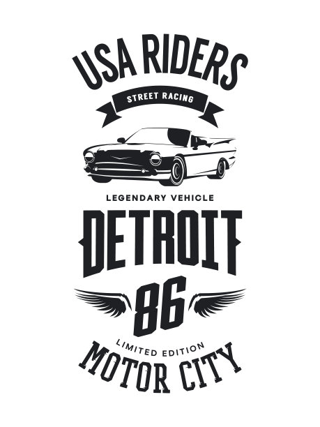 复古敞篷车t恤标志图片下载