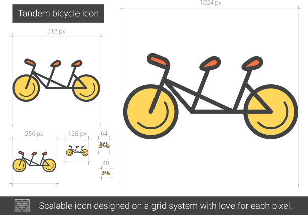 双人自行车线图标图片下载
