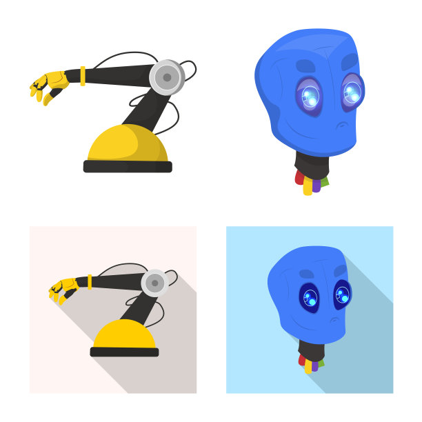 隔离对象机器人和工厂标志集图片下载
