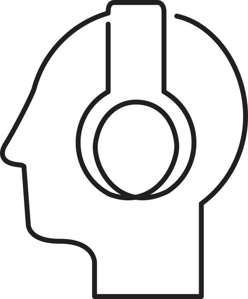 黑色剪影头与耳机图片下载