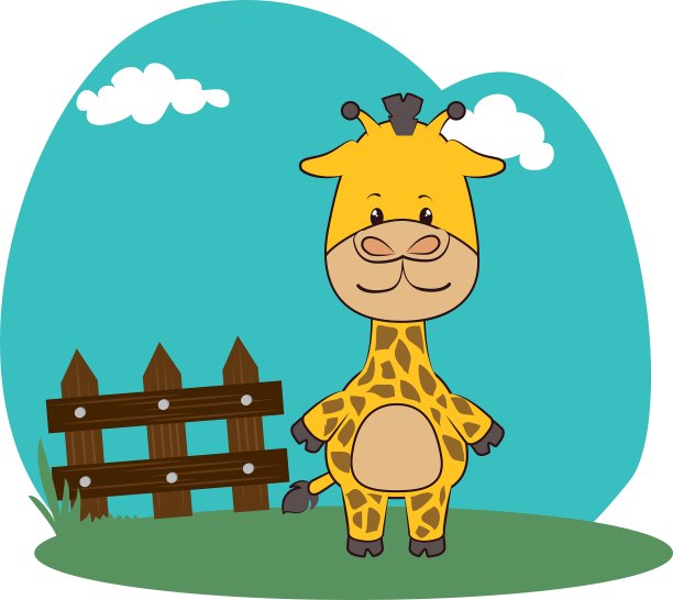 可爱的动物在农场景观图片下载