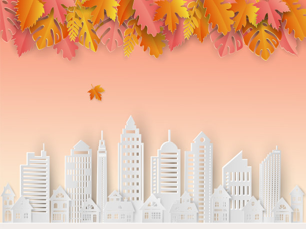 白色的城市与美丽的树叶对秋天的心情图片下载